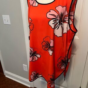 Vince Camuto Floral Top in Orange and Black
